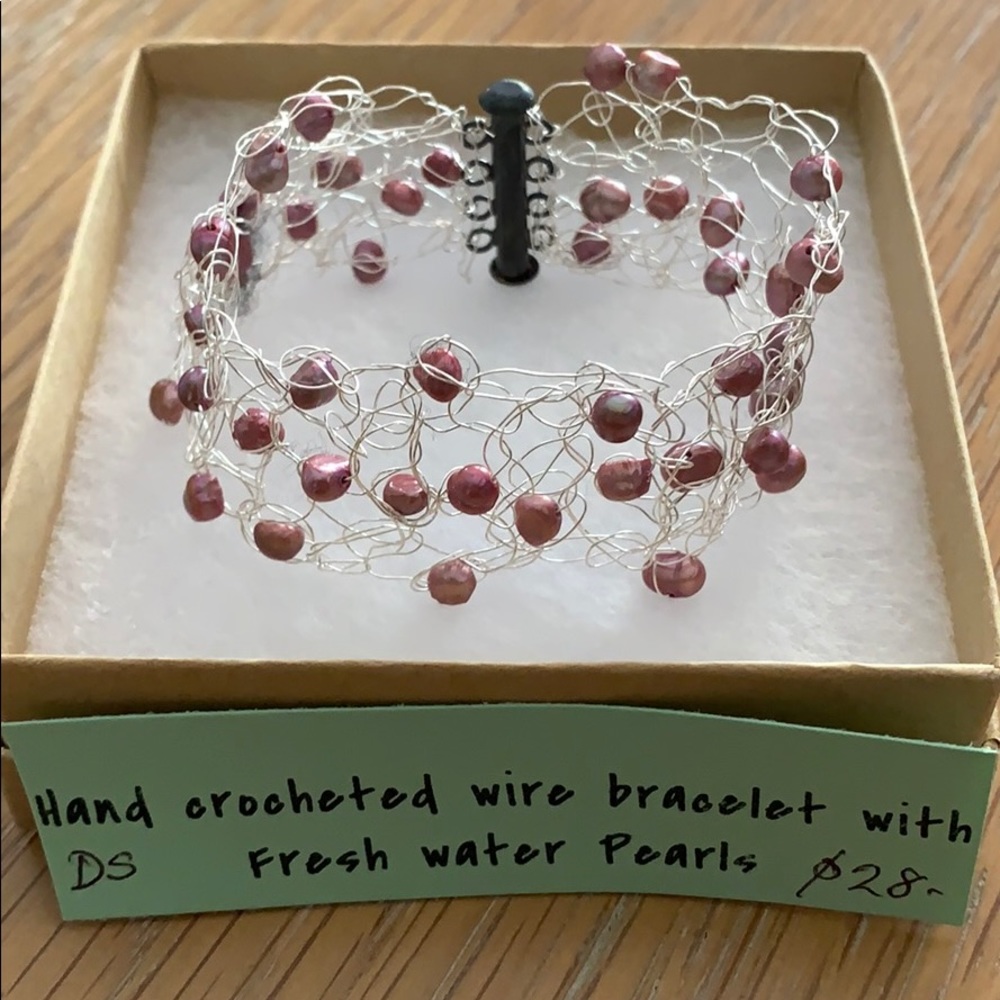 Wire Bracelet with Fresh Water Pearls